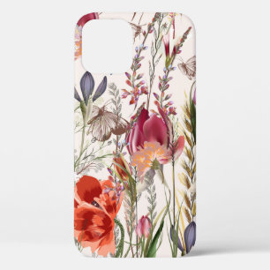 Flower vintage pattern with assorted plants. Vinta iPhone 12 Case