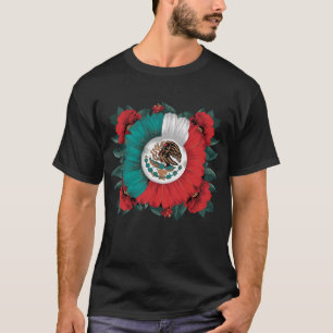 Flower Viva Mexico Mexican Flag Hispanic Heritage T-Shirt