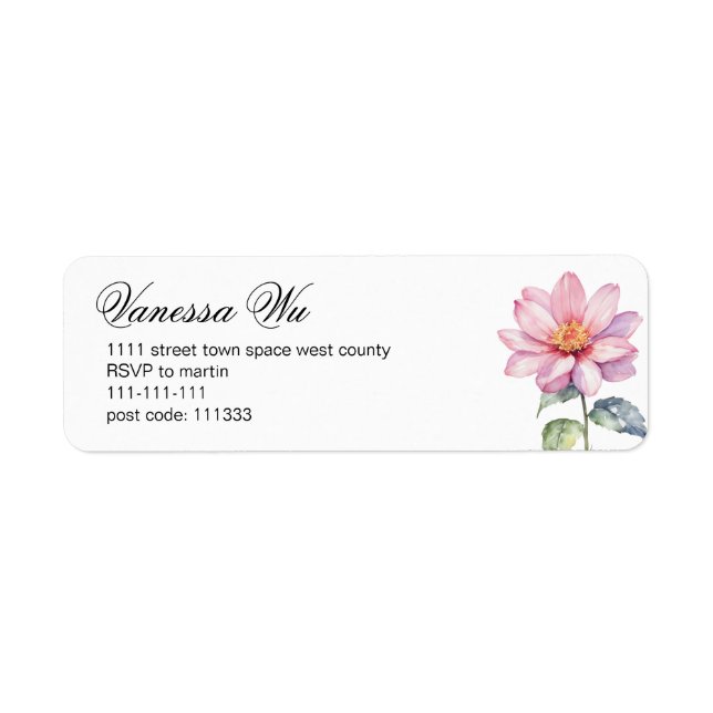 flower water colour painting return adress return address label (Front)