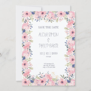  Flower Watercolor Feminine Wedding Invitation