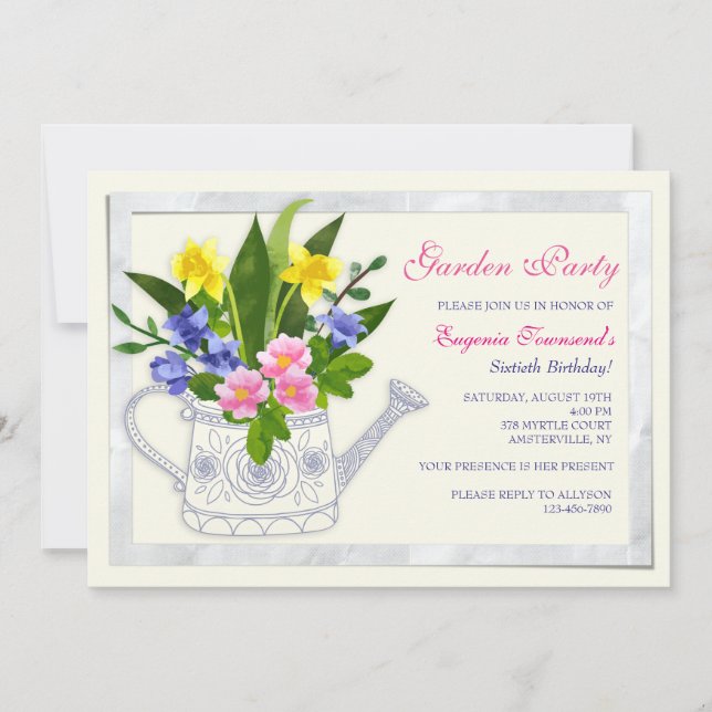 Flower Watering Can Invitation (Front)