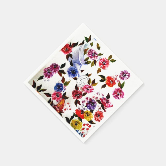 FLOWER WATERING CAN PAPER NAPKINS (Corner)