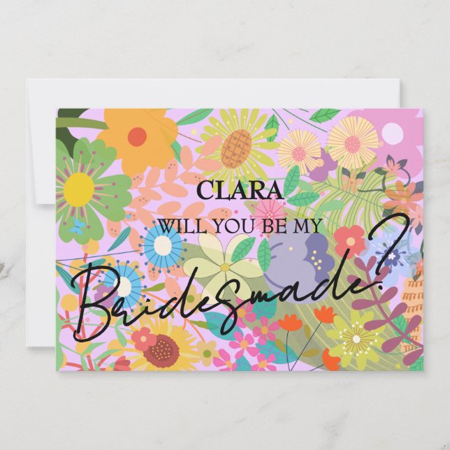 Flower Wedding Bridesmade Invitation (Front)