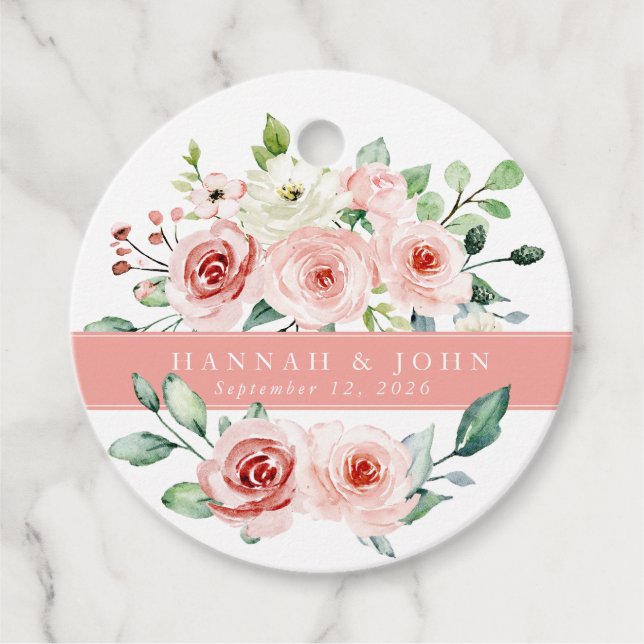 Flower Wedding Circle Gift Tags (Front)