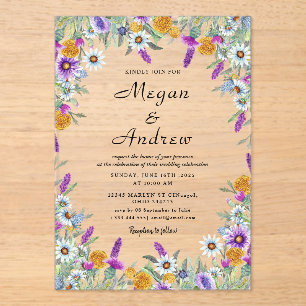 Flower Wedding Theme Acrylic Invitations