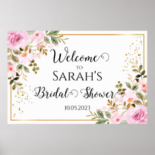 Flower Wedding welcome sing poster print 