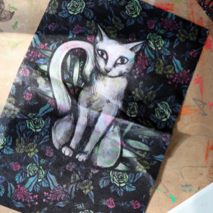 Flower White cat Caturday flowers                  Tissue Paper