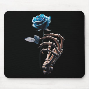 Flower - White Skeleton Hand Holding A Blue Rose Mouse Pad