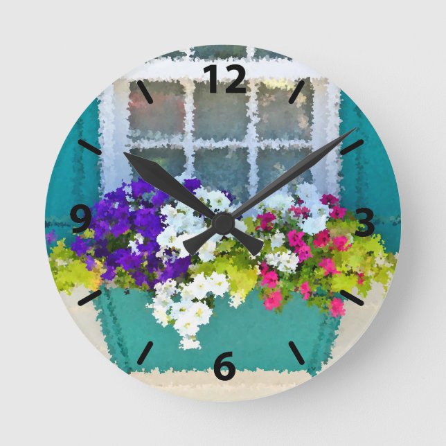 Flower Window Box Wall Clock (Front)