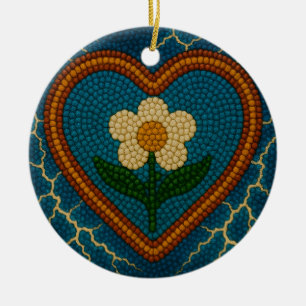 Flower with Beads and Thunder Ceramic Ornament