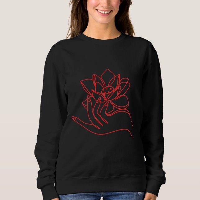 Flower with hand women basic sweartshirt. sweatshirt (Front)