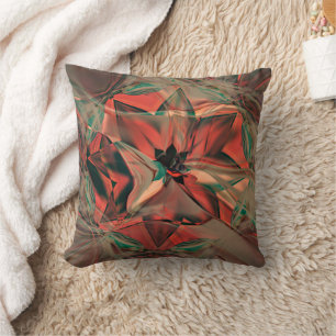Flower with petal offset in warm orange to sepia cushion