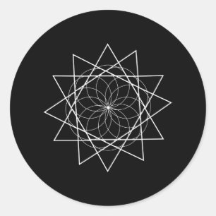Flower with triangles sacred geometry classic round sticker