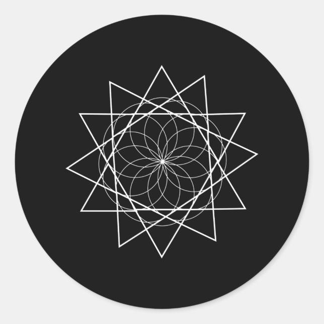 Flower with triangles sacred geometry classic round sticker (Front)