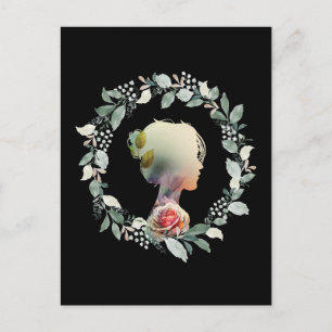 Flower Woman Beautiful Girl Postcard