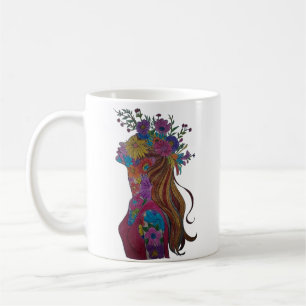 Flower Woman Floral Silhouette Mug