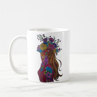 Flower Woman Floral Silhouette Mug