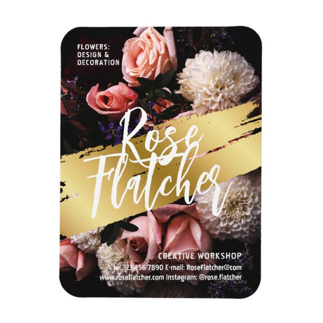 Flower Workshop Black Gold Magnet (Vertical)