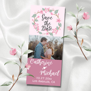 Flower Wreath and Photo Dusty Pink Save The Date