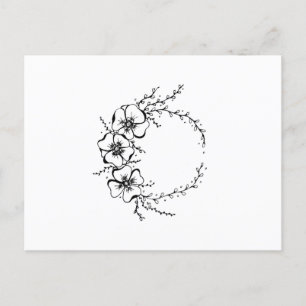 Flower Wreath black and white Postcard