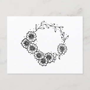 Flower Wreath black and white Postcard