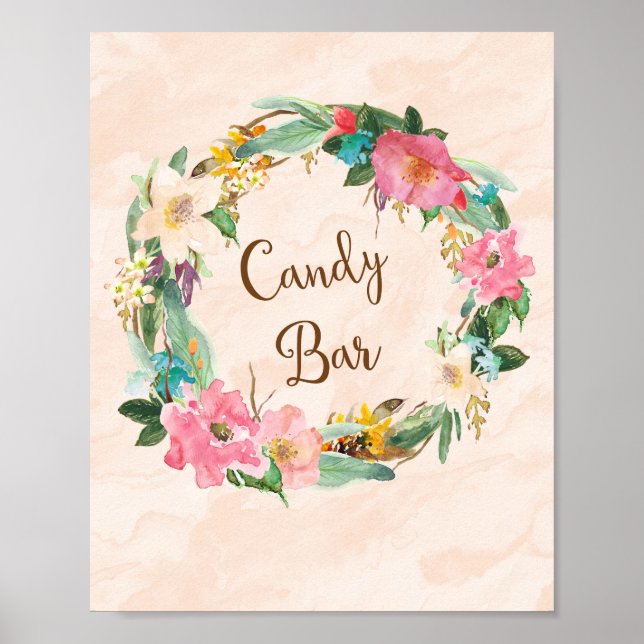 Flower Wreath Candy Bar Wedding Poster Print (Front)