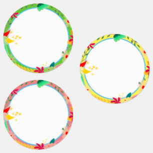 Flower Wreath Colourful Country Waterproof Labels