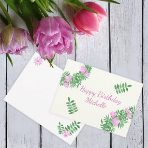 Flower wreath congratulations on Happy Birthday.   Invitation