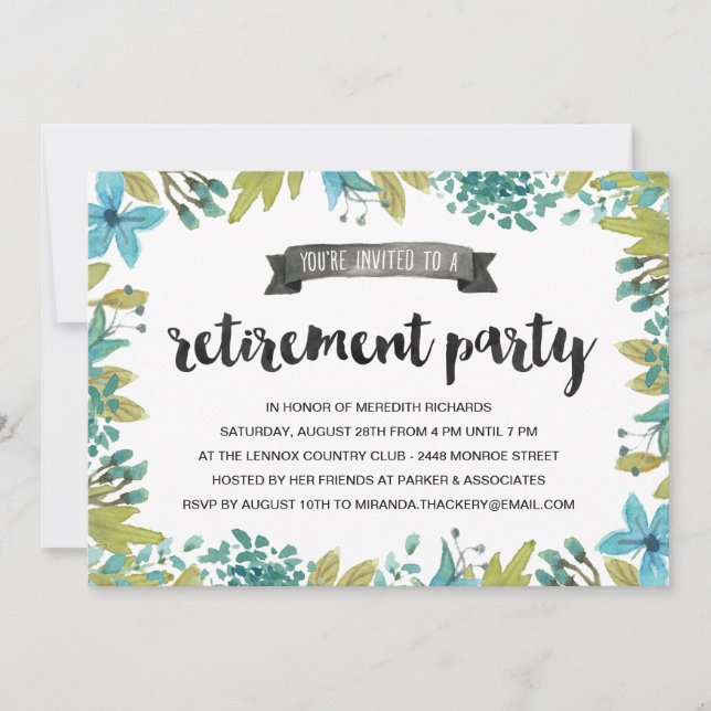 Flower Wreath | Floral Retirement Party Invitation (Front)