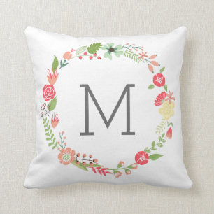 Flower Wreath Monogram Cushion