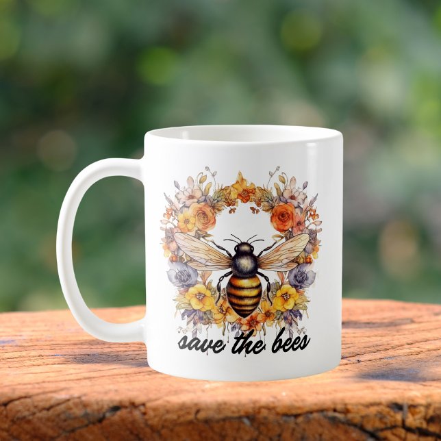 Flower Wreath Save the Bees Coffee Mug (Creator Uploaded)