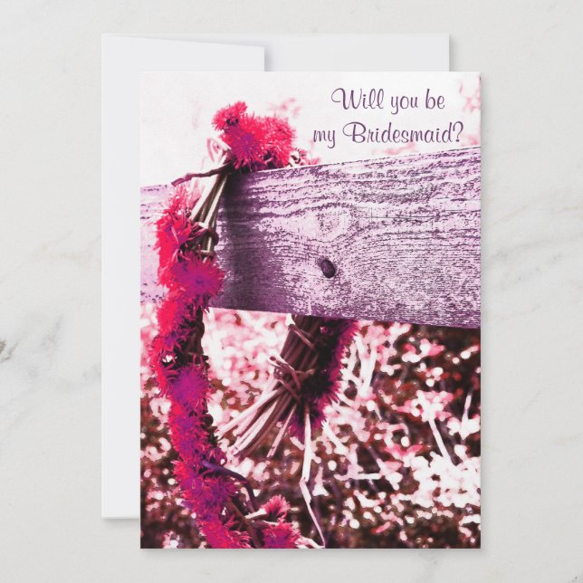 flower wreath will you be my bridesmaid invite (Front)