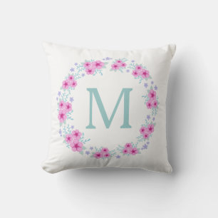 Flower Wreath With Custom Monogram Cushion