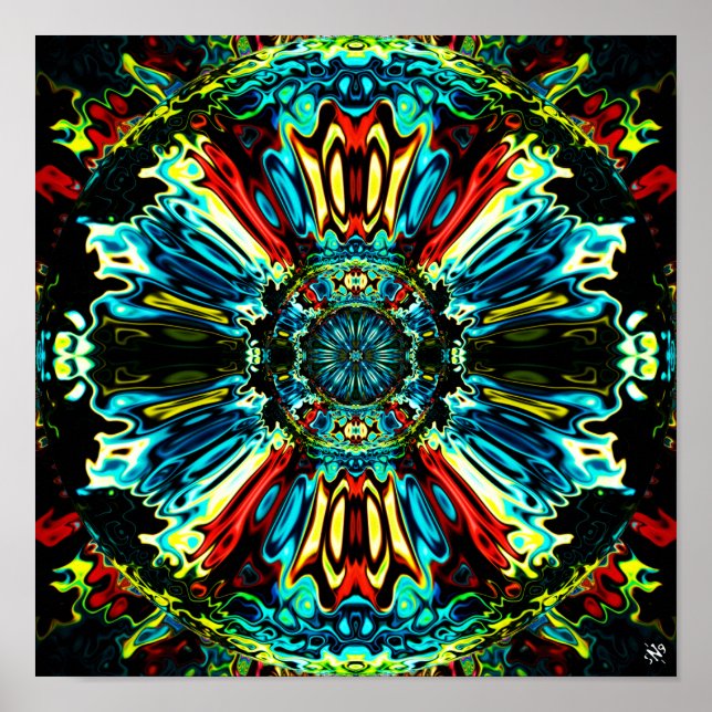 Flower X v1 - colourful patterns pareidolia Poster (Front)