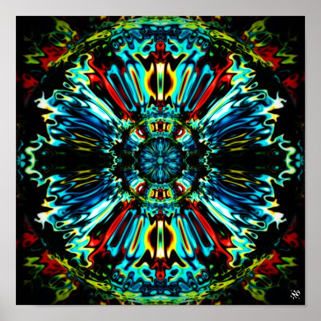 Flower X v2.1 - colourful patterns pareidolia Poster (Front)