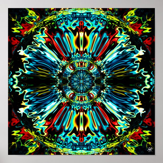 Flower X v2 - colourful patterns pareidolia Poster (Front)