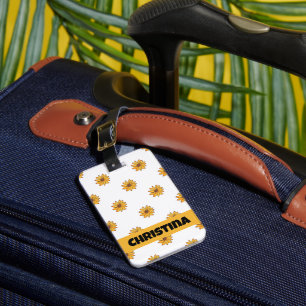 Flower Yellow Hand Drawn Personalise Luggage Tag