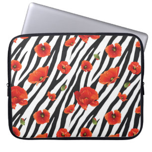 flower zebra seamless pattern laptop sleeve