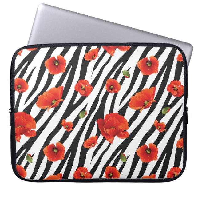 flower zebra seamless pattern laptop sleeve (Front)