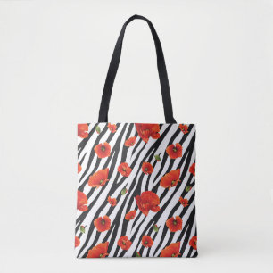 flower zebra seamless pattern tote bag