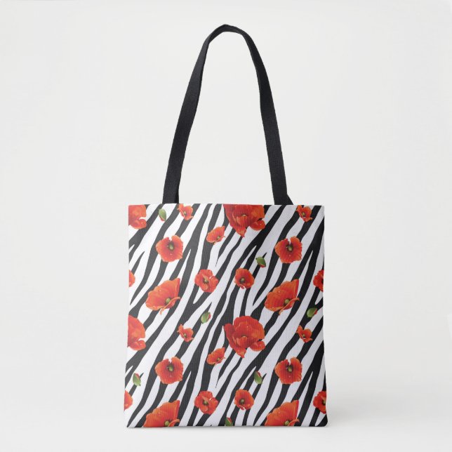 flower zebra seamless pattern tote bag (Front)