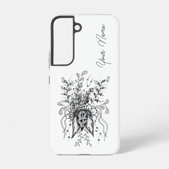 Flower Zen Art, drawn - Samsung Galaxy S22 Case (Back)