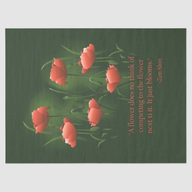 Flower Zen Quote Art Decoupage Tissue Paper (Front)