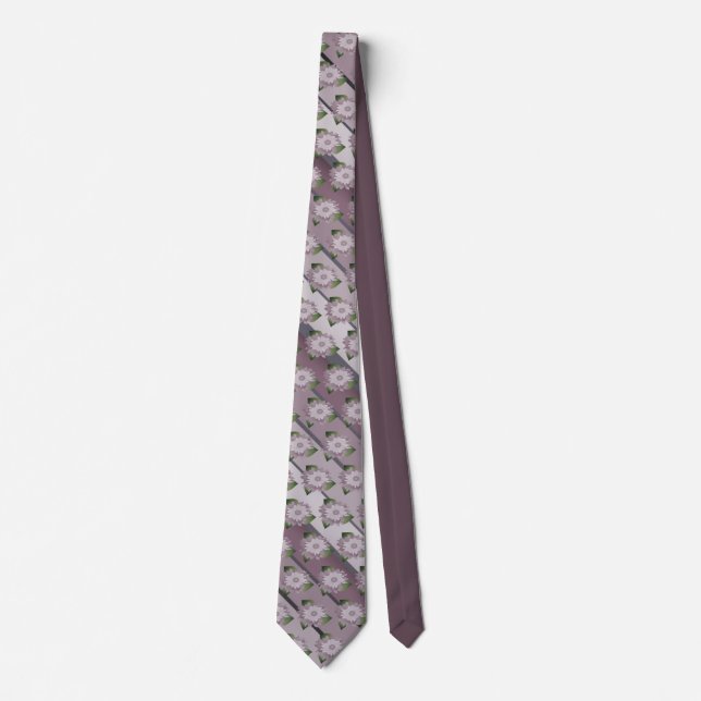Flowered and stripe print in plum tie (Front)
