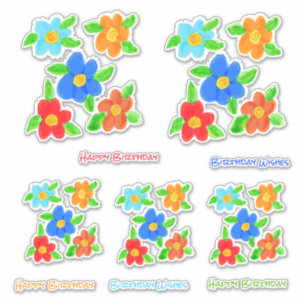 Flowered Birthday Stickers