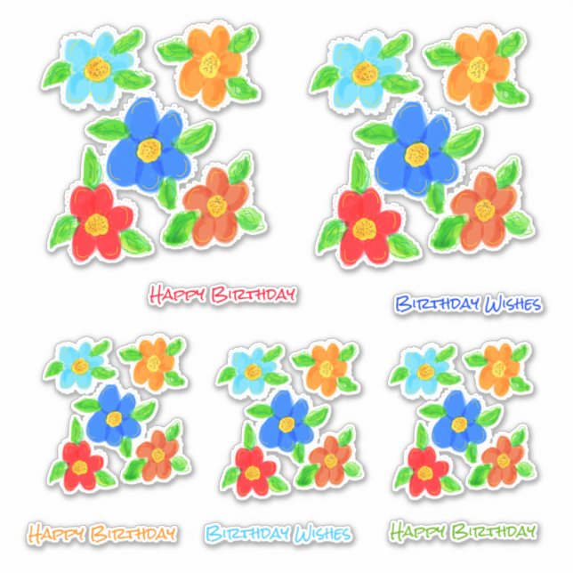 Flowered Birthday Stickers (Front)