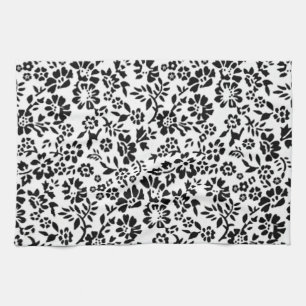 FLOWERED/ BLACK & WHITE KITCHEN HAND TOWEL! TEA TOWEL