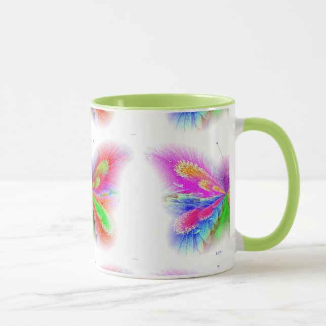 Flowered Butterfly Bright Colours Mug (Right)