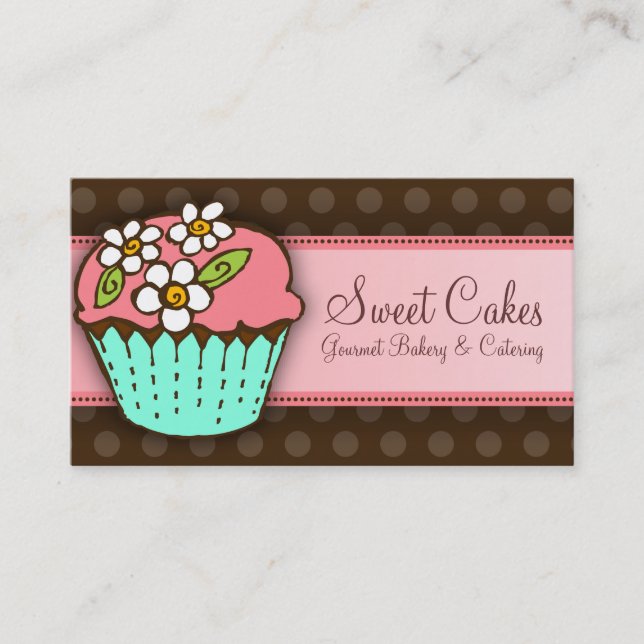 Flowered Cupcake Business Card (Front)