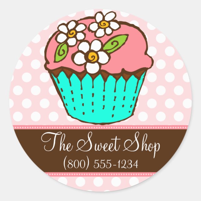 Flowered Cupcake - Custom Sticker (Front)